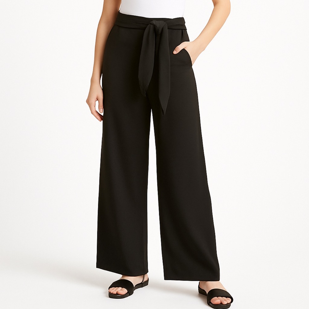 Forever 21 Black Wide-Leg Pants with Tie Waist